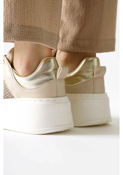 Emilina Krem Fileli Bağcıklı Sneakers indirimleri