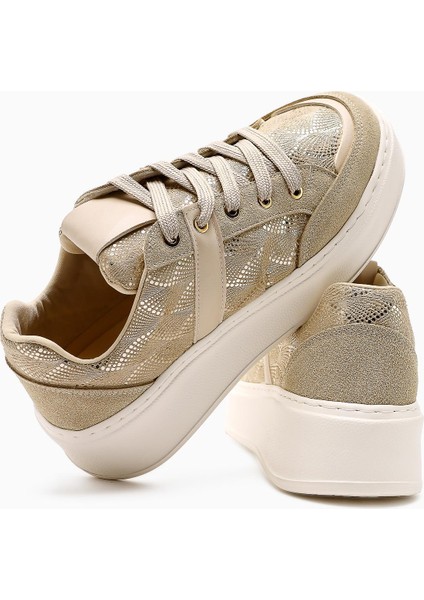 Julissa Bej Süet Parlak Desenli Kalın Taban Kadın Sneakers fırsatları