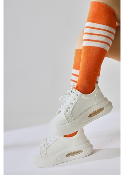 Loura Ekru Deri Desenli Havalı Taban Bağcıklı Sneakers modelleri