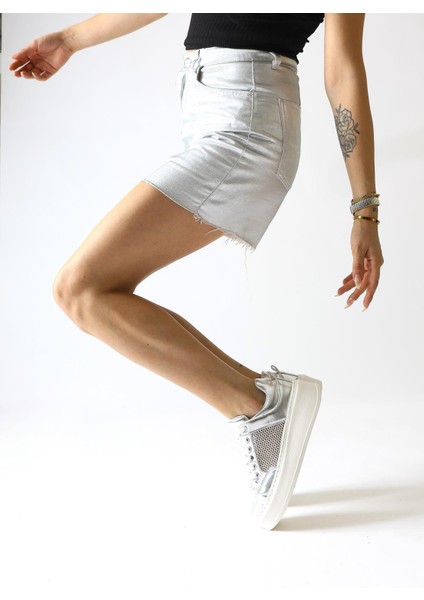 Emilina Gümüş Fileli Bağcıklı Sneakers fırsatları