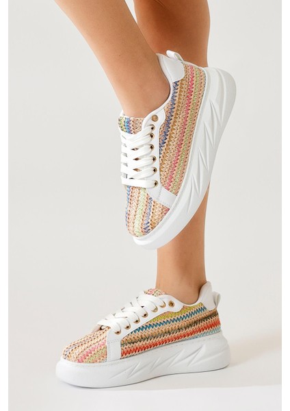 Silfa Gök Kuşağı Örgü Desenli Yüksek Taban Bağcıklı Sneakers modelleri