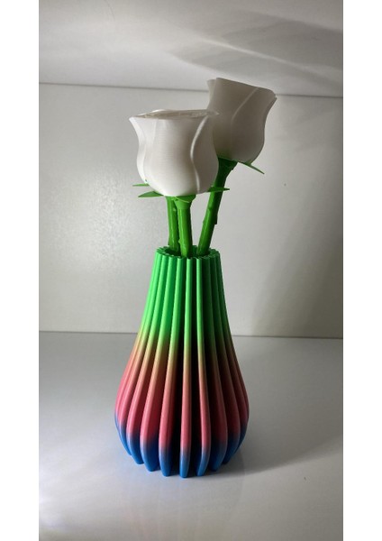 3D Baskı Gri Dekoratif Plastik Vazo – Özgün Tasarım Raf & Masa Süsü fırsatları