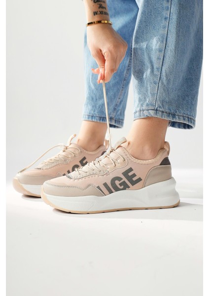 Mintra Bej Dalgıç Kumaş Baksılı Sneakers