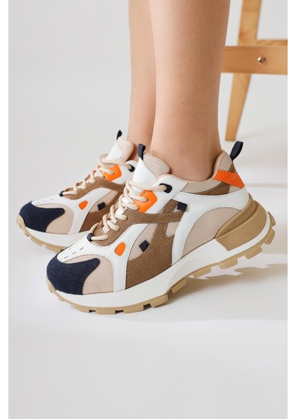 Siska Lacivert-Krem Bağcıklı Yüksek Taban Sneakers fiyatları