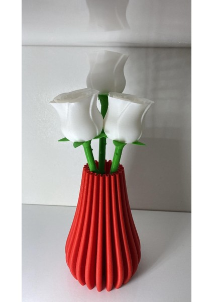 3D Baskı Gri Dekoratif Plastik Vazo – Özgün Tasarım Raf & Masa Süsü