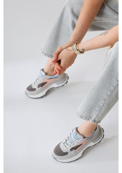 Sin Gri-Mavi Süet Bağcıklı Yüksek Taban Sneakers fırsatları