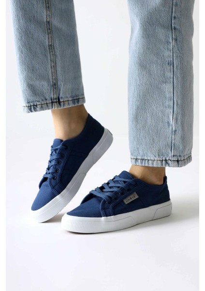 Timon Lacivert Rahat Taban Keten Sneakers modelleri