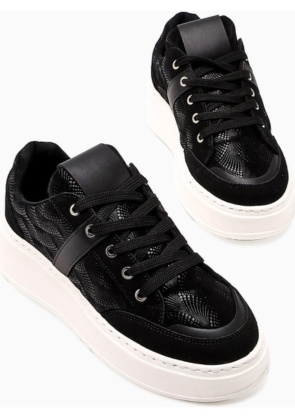 Julissa Siyah Süet Parlak Desenli Kalın Taban Kadın Sneakers indirimleri