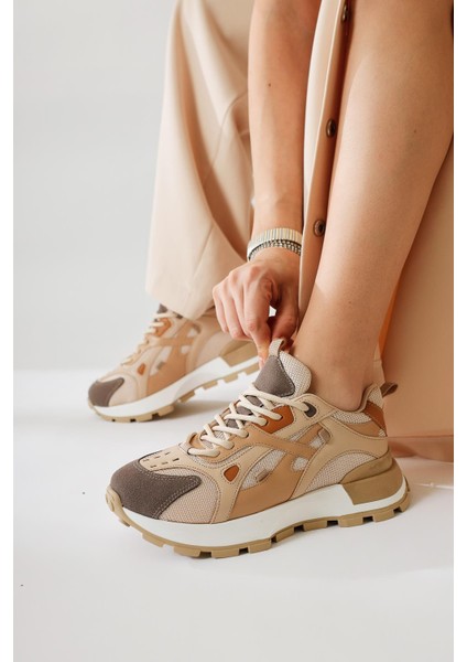 Siska Bej-Kahve Bağcıklı Yüksek Taban Sneakers modelleri