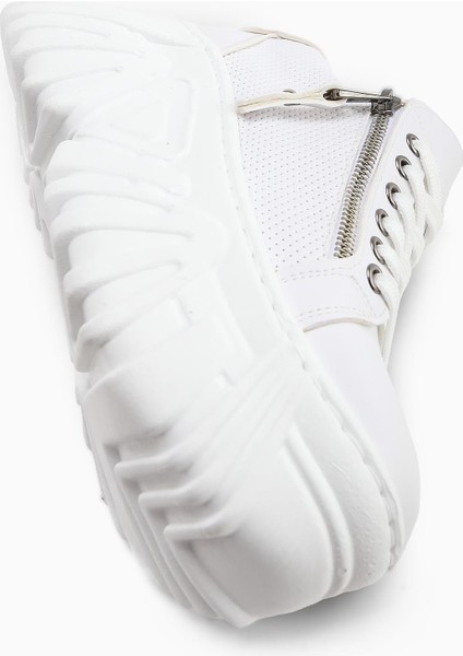 Betty Beyaz Yüksek Tabanlı Fermuar Detaylı Kadın Sneakers fırsatları