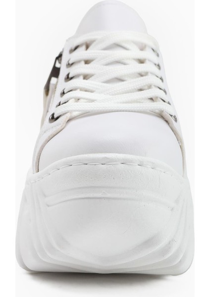 Betty Beyaz Yüksek Tabanlı Fermuar Detaylı Kadın Sneakers indirimleri