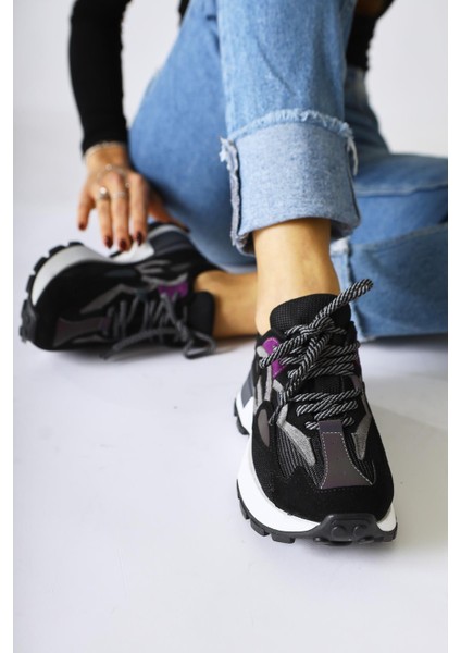 Bisera Siyah Triko-Süet Spor Ayakkabı modelleri