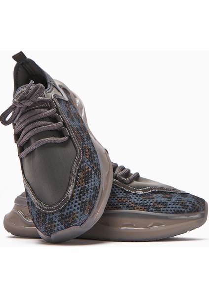 Erona Gri Leopar Desenli Rugan Detaylı Kadın Spor Ayakkabı indirimleri