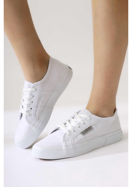 Timon Beyaz Rahat Taban Keten Sneakers