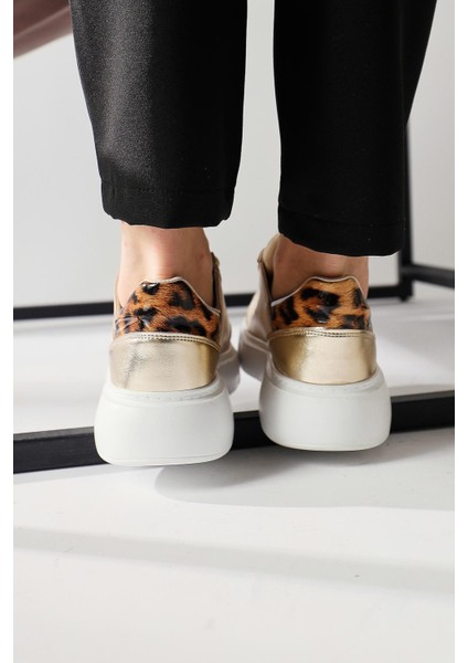 Tinka Krem Kalın Tabanlı Leopar Detaylı Sneakers fırsatları