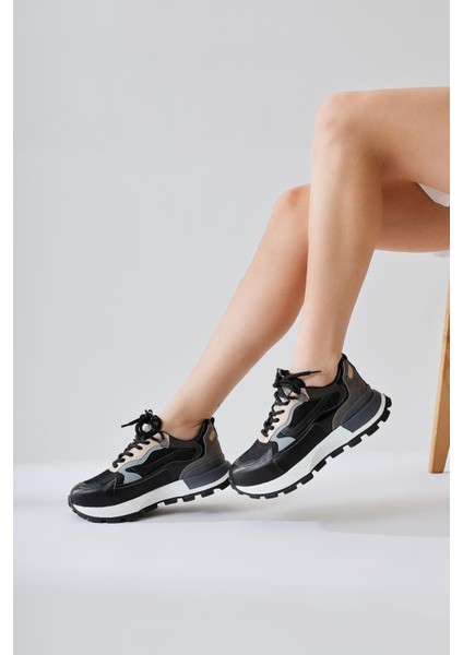 Shokat Siyah Bağcıklı Süet Yüksek Taban Sneakers modelleri