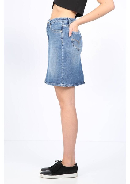 Kadın Slim Fit Jean Etek Açık Mavi fırsatları