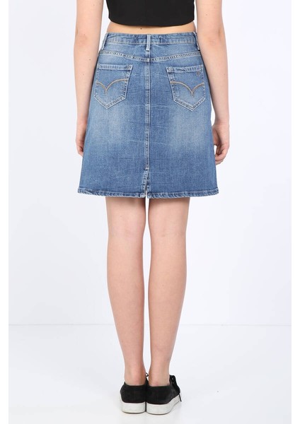 Kadın Slim Fit Jean Etek Açık Mavi indirimleri