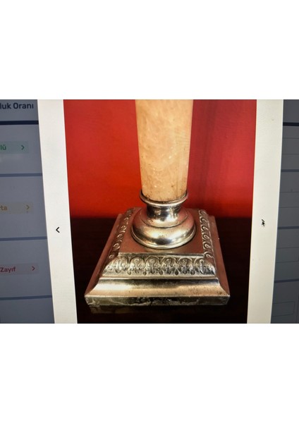 Fransız Pirinç ve Mermer Kaideli Gaz Lambası - 70 cm Boyunda