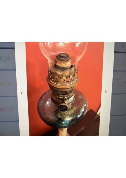 Fransız Pirinç ve Mermer Kaideli Gaz Lambası - 70 cm Boyunda fiyatları