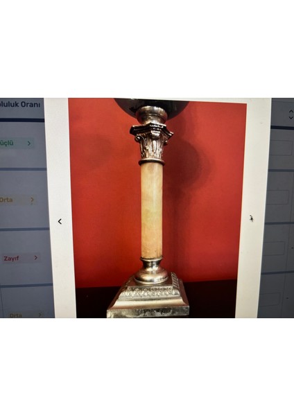 Fransız Pirinç ve Mermer Kaideli Gaz Lambası - 70 cm Boyunda fırsatları