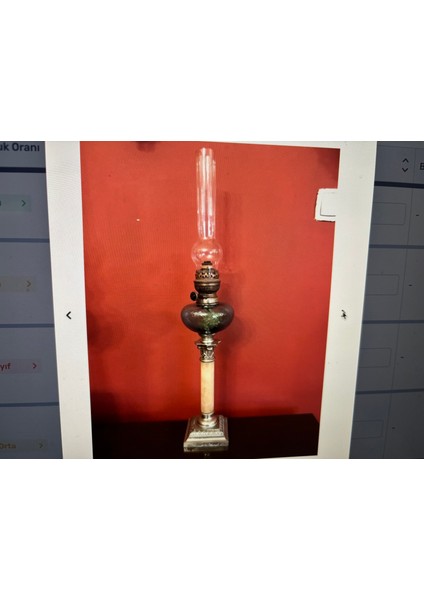 Fransız Pirinç ve Mermer Kaideli Gaz Lambası - 70 cm Boyunda indirimleri