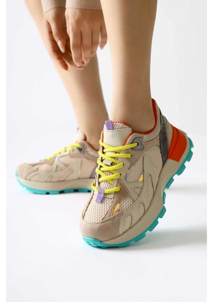 Moe Bej File Detaylı Bağcıklı Sneakers