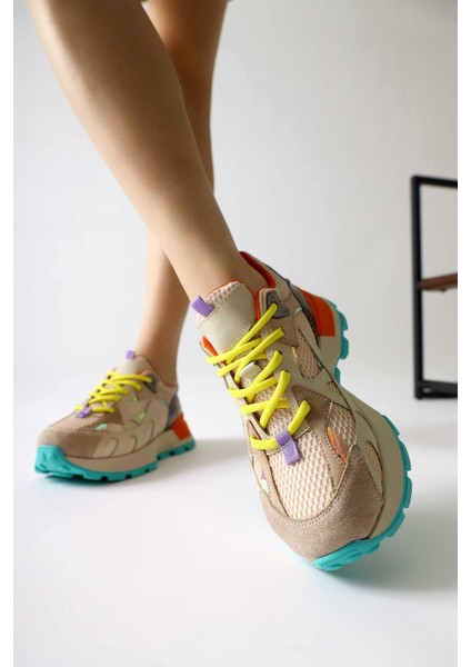 Moe Bej File Detaylı Bağcıklı Sneakers modelleri