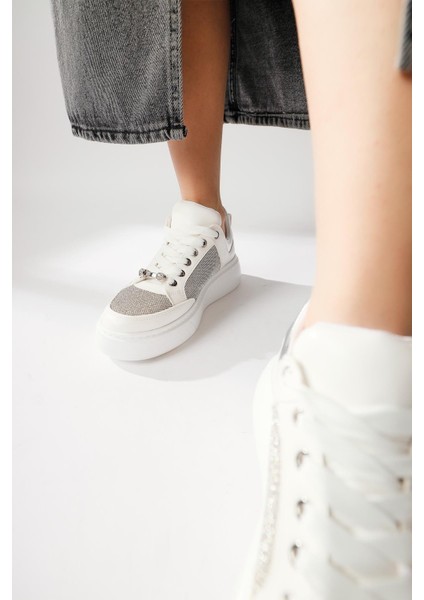 Sonnie Beyaz Kalın Tabanlı Taş Detaylı Sneakers modelleri
