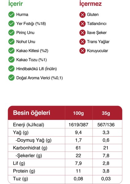 Meyve Bar - Yer Fıstığı & Kakao 35 g x 12 adet