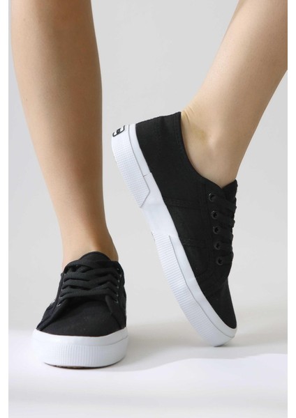 Timon Siyah Rahat Taban Keten Sneakers fırsatları