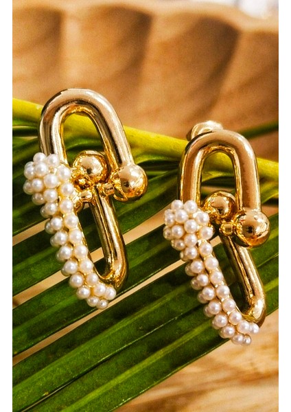 Lüks Incili Figürlü Gösterişli Küpe