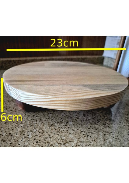 Yuvarlak Ayaklı Sunum Tahtası - 23 cm - Açık Kahverengi indirimleri