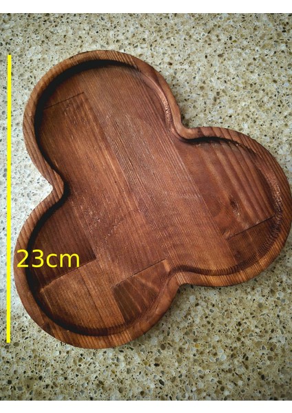 Üç Bölmeli Sunum Tahtası - 23 cm - Koyu Kahverengi