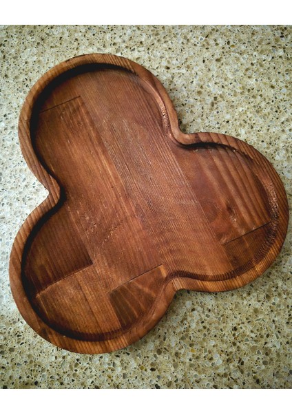 Üç Bölmeli Sunum Tahtası - 23 cm - Koyu Kahverengi