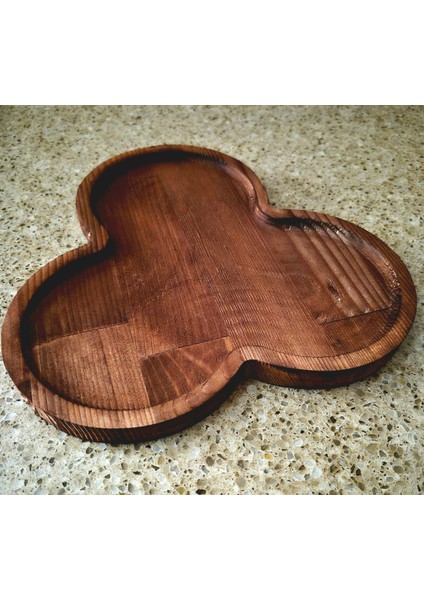 Üç Bölmeli Sunum Tahtası - 23 cm - Koyu Kahverengi