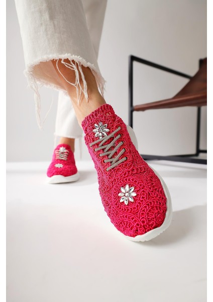 Matty Fuşya Taş Detaylı Örgü Spor Ayakabı