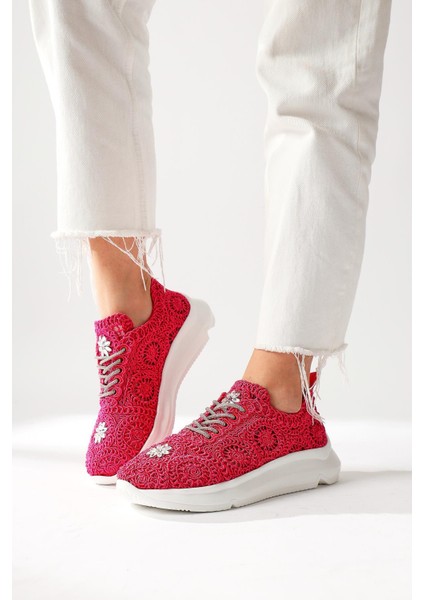 Matty Fuşya Taş Detaylı Örgü Spor Ayakabı modelleri