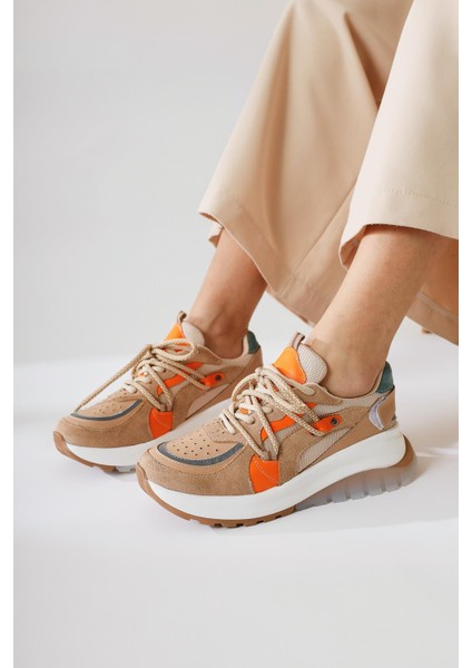 Takako Bej Süet-Deri Bağcıklı Spor Ayakkbı modelleri