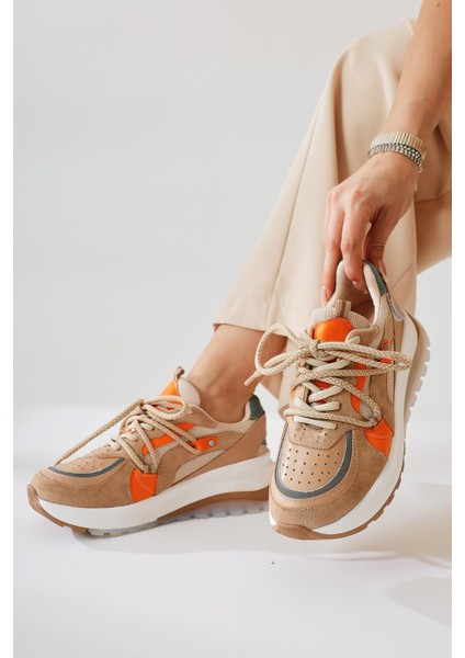 Takako Bej Süet-Deri Bağcıklı Spor Ayakkbı fırsatları