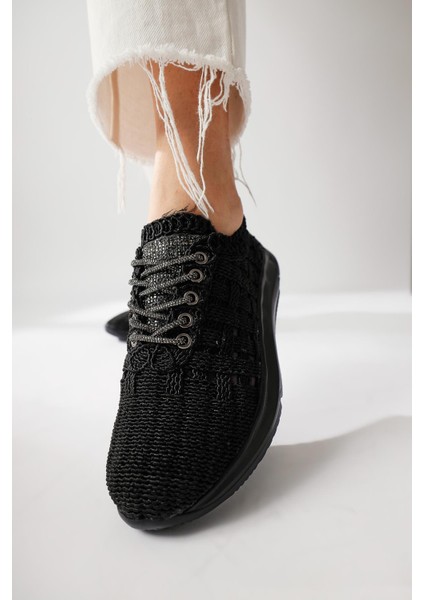 Melisia Siyah Taş Detaylı Örgü Spor Ayakabı modelleri