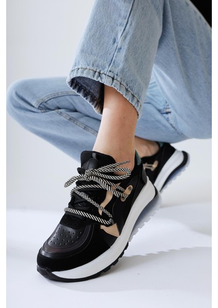 Takako Siyah Süet-Deri Bağcıklı Spor Ayakkbı fiyatları