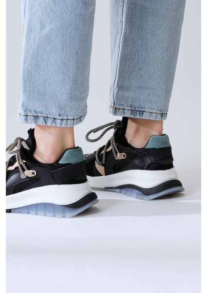 Takako Siyah Süet-Deri Bağcıklı Spor Ayakkbı modelleri