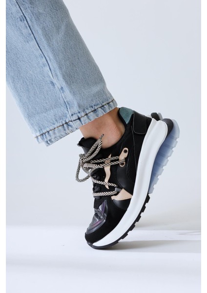 Takako Siyah Süet-Deri Bağcıklı Spor Ayakkbı indirimleri