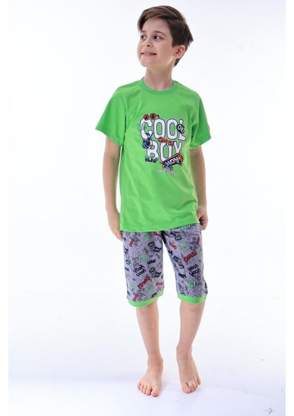 (6-11 Yaş) Cool Boy Desenli Erkek Çocuk kapri takım - Yeşil fiyatları