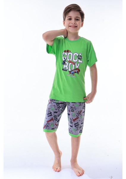 (6-11 Yaş) Cool Boy Desenli Erkek Çocuk kapri takım - Yeşil fırsatları