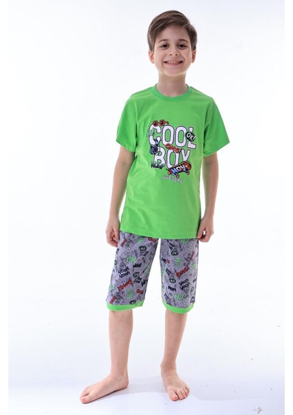 (6-11 Yaş) Cool Boy Desenli Erkek Çocuk kapri takım - Yeşil indirimleri