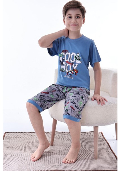 (6-11 Yaş) Cool Boy Desenli Erkek Çocuk kapri takım - Indigo modelleri