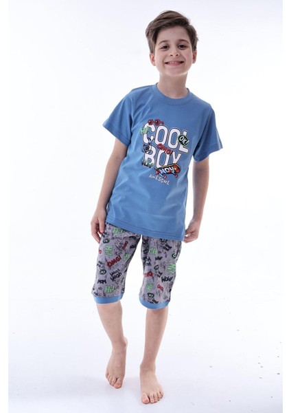 (6-11 Yaş) Cool Boy Desenli Erkek Çocuk kapri takım - Indigo fırsatları
