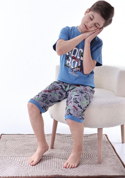 (6-11 Yaş) Cool Boy Desenli Erkek Çocuk kapri takım - Indigo indirimleri